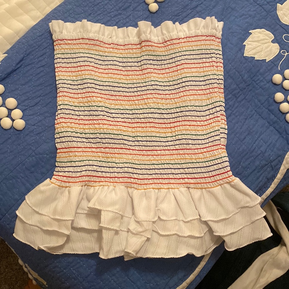 Smocked ruffle mini-flounce skirt
